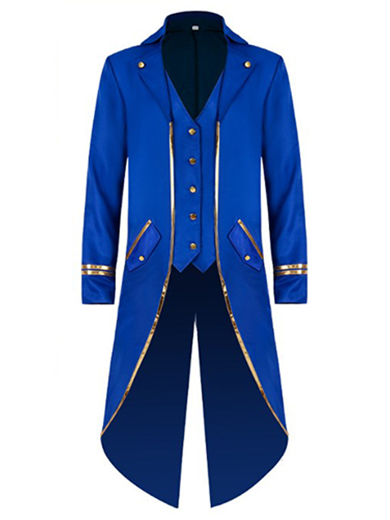 Sxiwei Mens Women Halloween Gothic Steampunk Frock Coat Victorian Tailcoat Jacket Medieval Vampire Costume Blue L